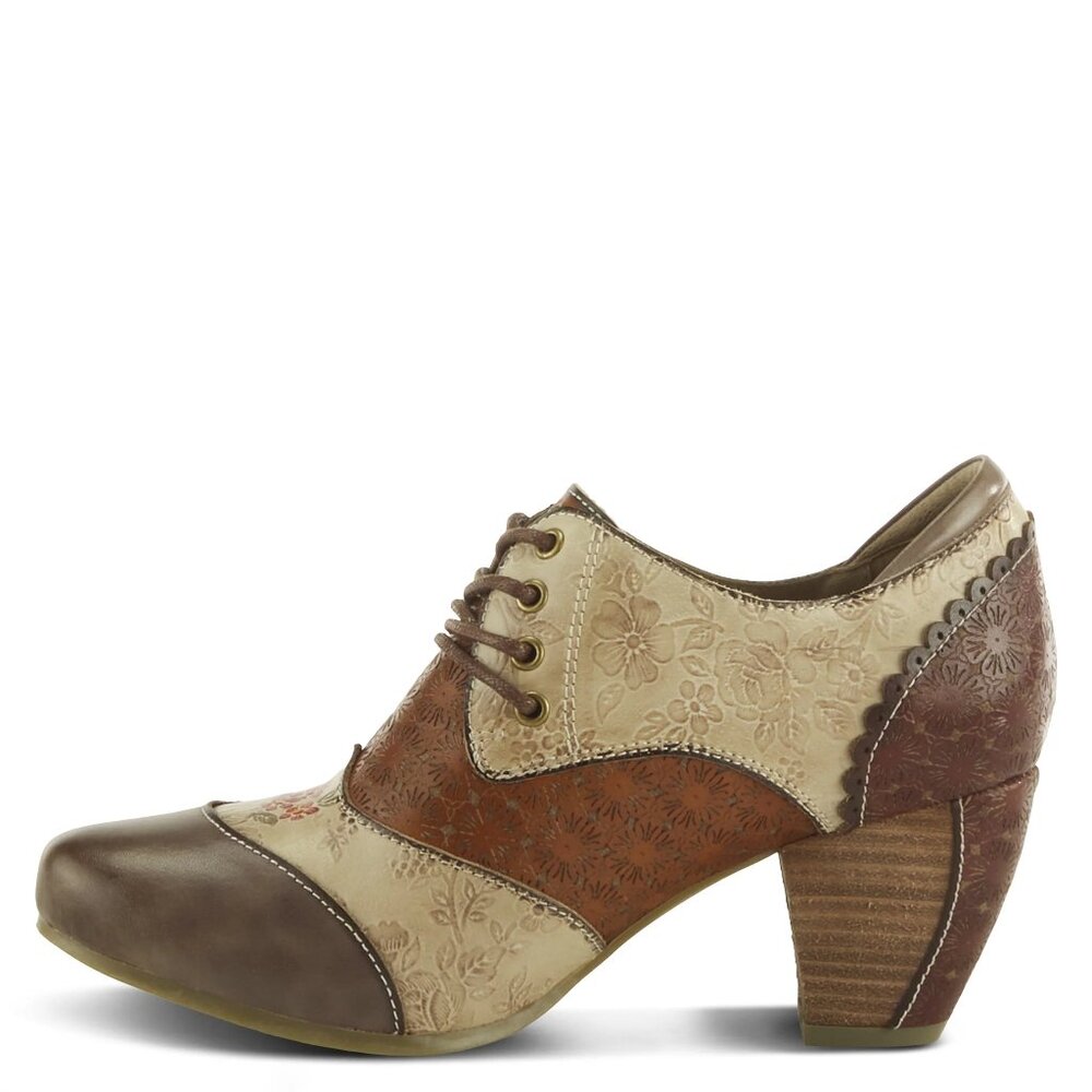 L'ARTISTE ADELVICE FLEUR SHOES GREY MULTI BROWN FLOWER OXFORD LOAFER 9 FIT SMALL - Picture 4 of 7